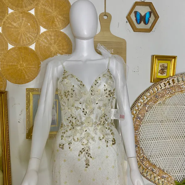 Mac Duggal White/Gold Mermaid Gown 50666 - Image 5
