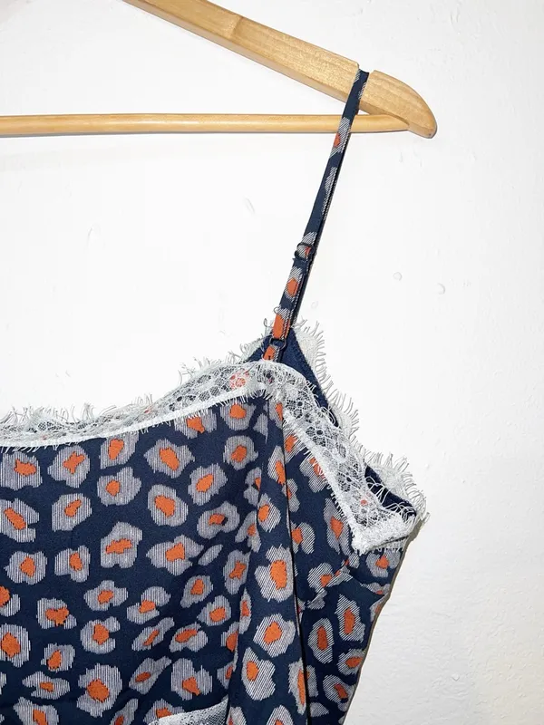 Listicle cheetah print navy orange white gray chic lace trim tank top new - Image 10