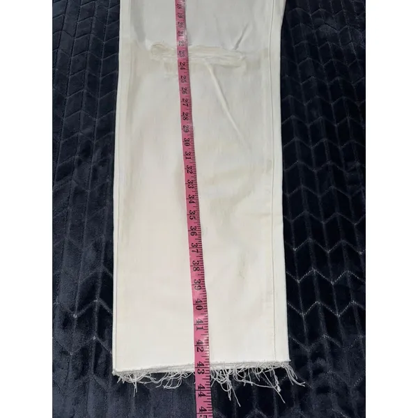 Madewell Women's Ripped Knee Baggy Straight Leg‎ Jeans Raw Hem White Size 29 - Image 10
