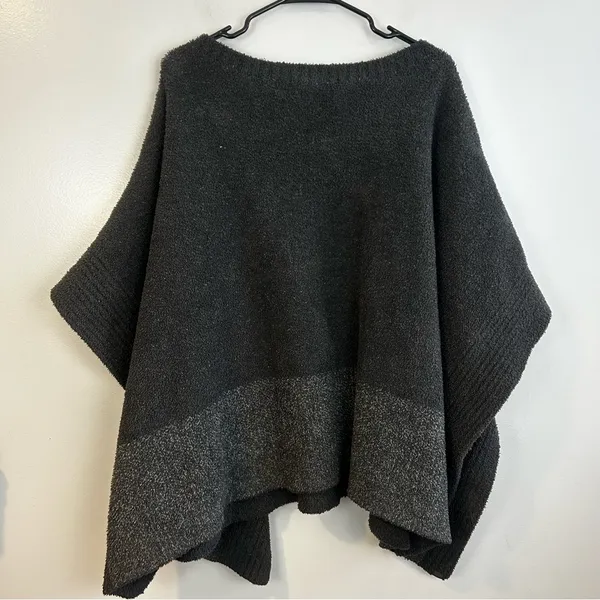 Barefoot Dreams CozyChic Coastline Grey Pullover Poncho One Size - Image 10