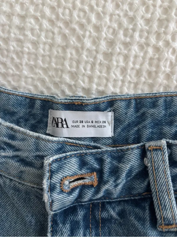 Zara medium Blue High-Rise Distressed Straight Jeans - Image 3