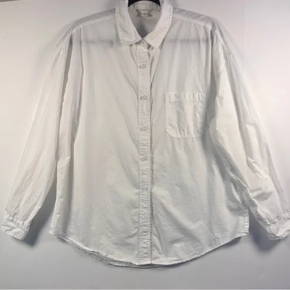 Aeropostale Womens White Button Down Shirt Oversized Pocket Long Sleeve M‎ - Image 2