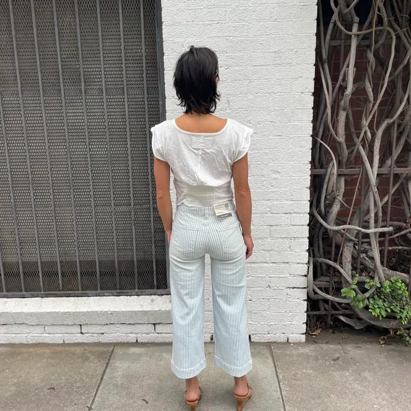 Free People DL1961 Lily Wide Leg striped trouser pants size 14 girls / women’s waist 24 in - Image 3