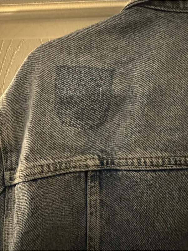 Free People Washed Light Blue Denim Jacket with Frayed Hem - Image 9