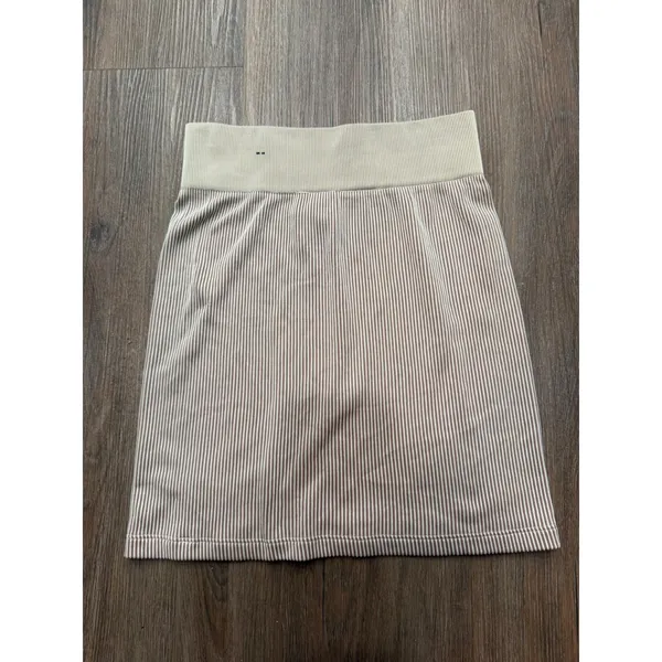 Nike Air Striped Knit‎ Mini Skirt Tan Brown Casual Athletic Women's XS ribbed - Image 3