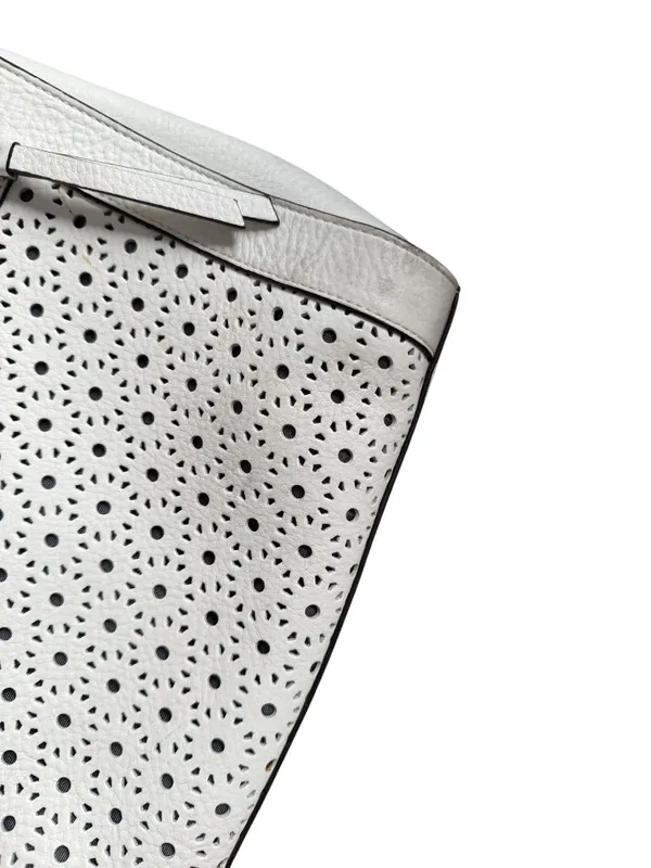 KATE SPADE White Leather Eyelet Satchel Handbag - Image 10