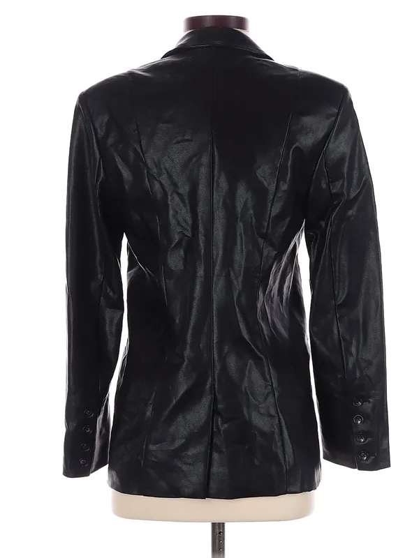 Z Supply Sandelle Black Faux Leather Blazer XS Going Out Indie Minimalist Edgy - Image 5