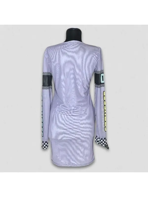 General Motors Corvette Graphic Mini Bodycon Dress Purple M - Image 2