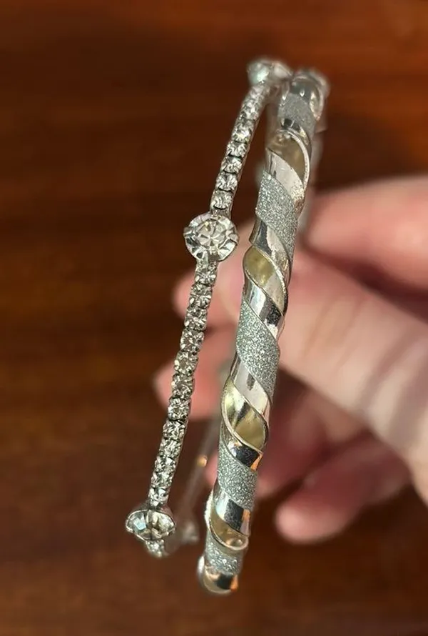 Silver Dainty Crystal and Braided Bracelets - Image 2