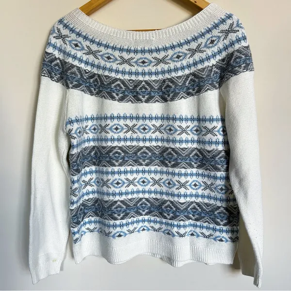 Vintage Draper’s & Damon’s Sparkly Fair Isle Sweater Winter Snowflakes FLAWED - Image 2
