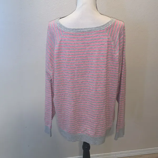 Made For Life pink grey striped casual pullover sweatshirt - Image 5