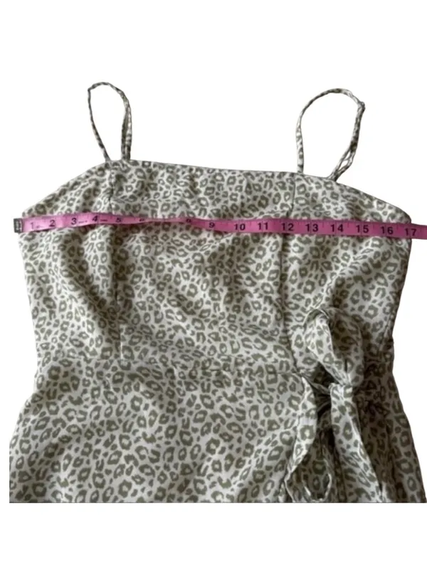Altar'd State Sage Green Leopard Print Wrap Mini Dress - Image 5