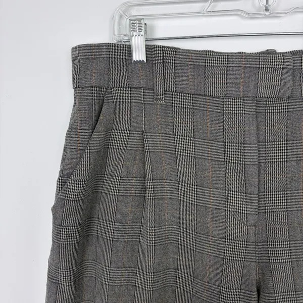 American Eagle Poppy Trouser Wide Leg Grey Plaid Academia Career Pant Size 12 - Image 5