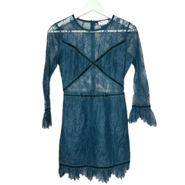 Lovers + Friends Shimmer Cutout Lace Mini Dress Holiday New Years XS - Image 3