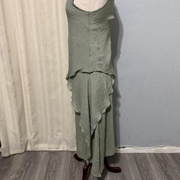 Exist Womens Maxi Dress S Sage Green‎ Textured Layered Asymmetrical Cottagecore - Image 7
