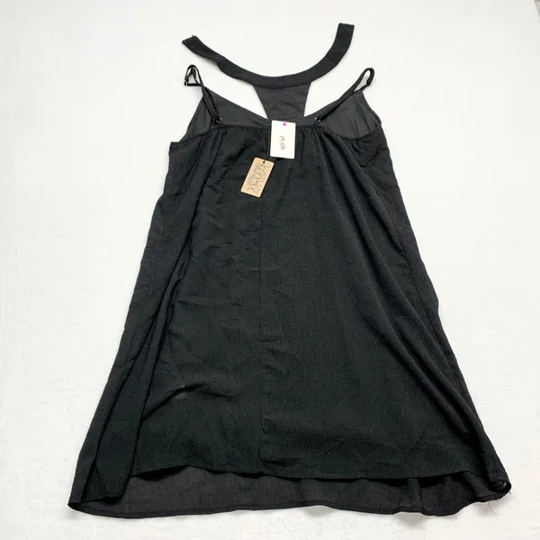 Entro‎ T-Back Mini Dress Womens Size L Black Boho Strappy Summer Crepe D7720 - Image 7
