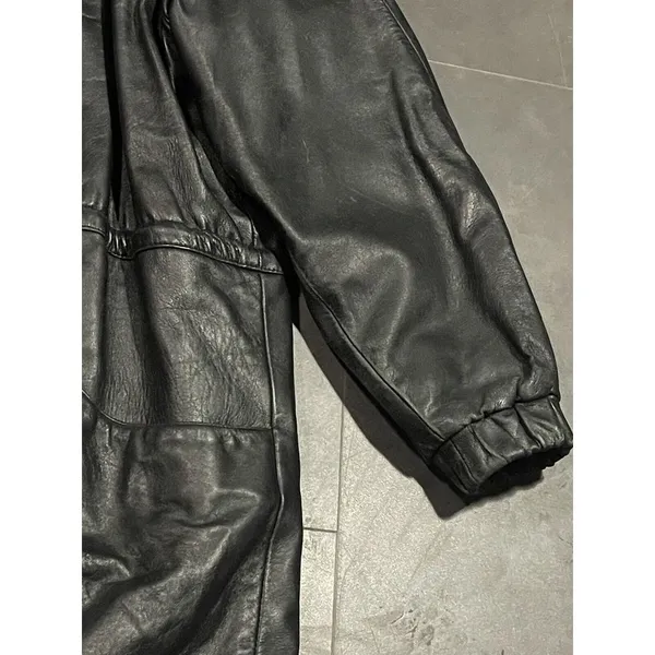 Images By Damselle Black‎ Leather Coat Vintage Women's Sz XL -200 - Image 7