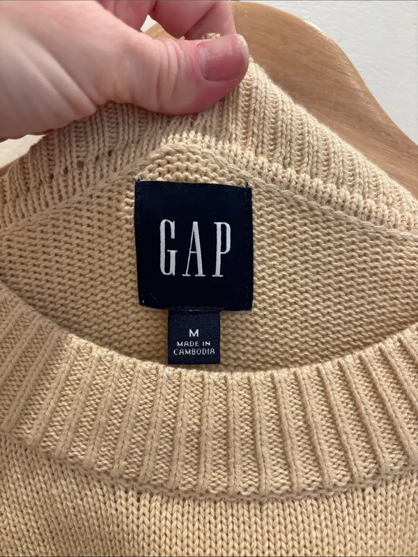 Gap Oversized Sweater 100% Cotton Beige Crewneck Size Medium - Image 5