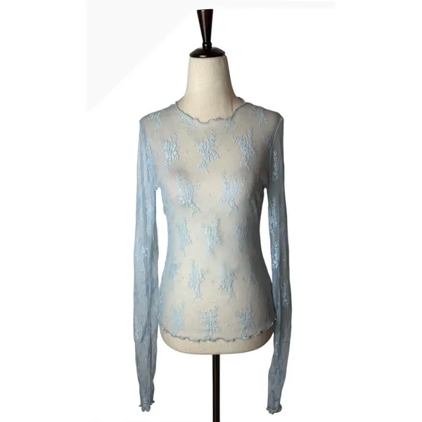 Beverly and Beck PacSun Lace Mesh Top Women Small Blue NWT Sheer Fairycore Y2K - Image 2