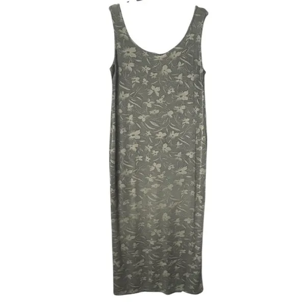 Vintage True Y2K Giovana USA Women's M Tank Dress Floral‎ Sleeveless Sage Green - Image 2
