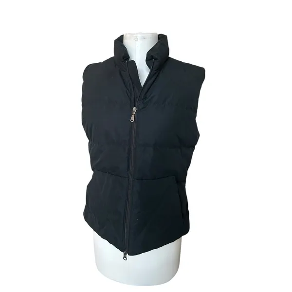 Vintage Y2K Eddie Bauer Down Navy Blue Puffer Vest Women's sz M Cozy Gorpcore - Image 2