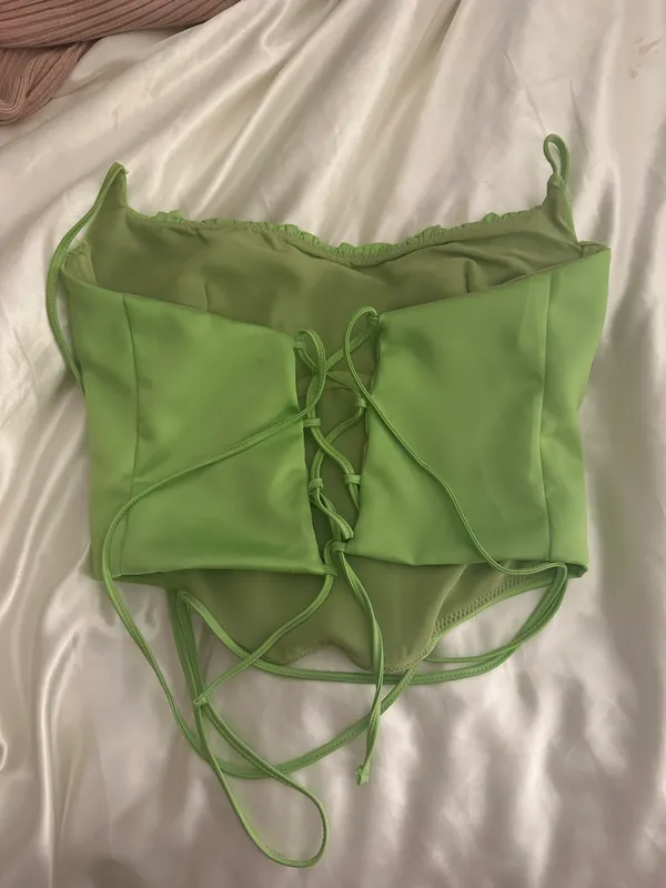 White Fox Corset Top - Lime Green - Image 6