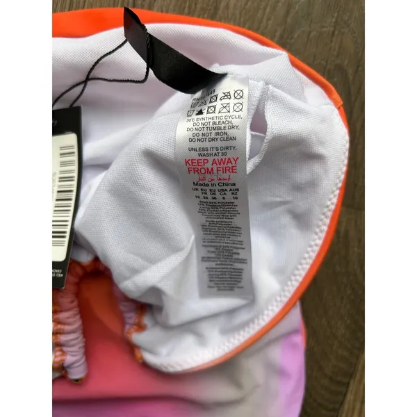 PrettyLittleThing Orange Multi Ombre Bandeau Swimsuit Size US 6 - Image 10