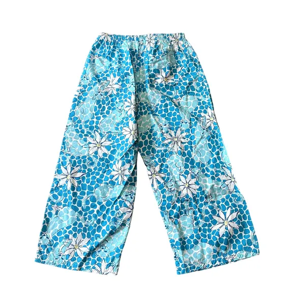 Lilly Pultizer Vintage V2K Blue TIger Floral Jungle Print Pants Size Medium - Image 3
