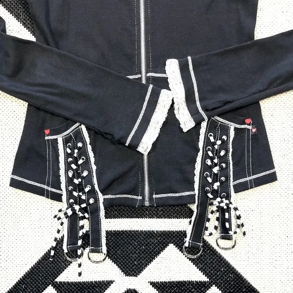 Rare Skelanimals x TRIPP NYC Black Bunny Ears Zip Up Hoodie Size Large - Image 8