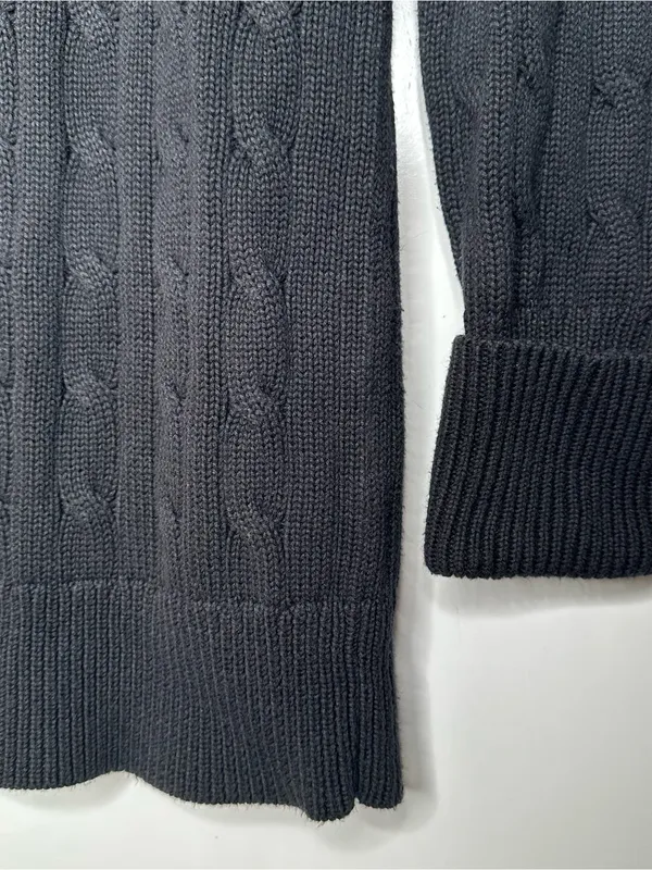 Ralph Lauren Sport Black Cable Knit Turtleneck Sweater Size Medium - Image 6