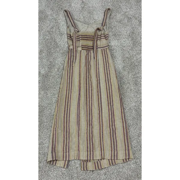 Free People Ultraviolet Midi Cotton Linen Cutout Striped Dress Size SP - Image 6