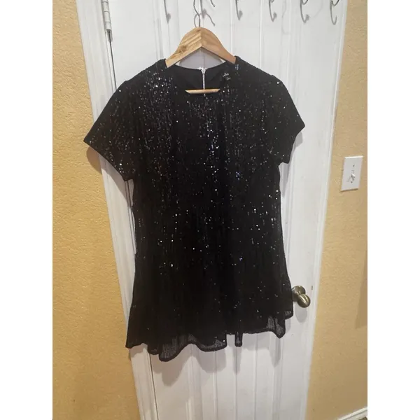 Lulus Women's Black Sequin Mini Dress Size L - Image 2