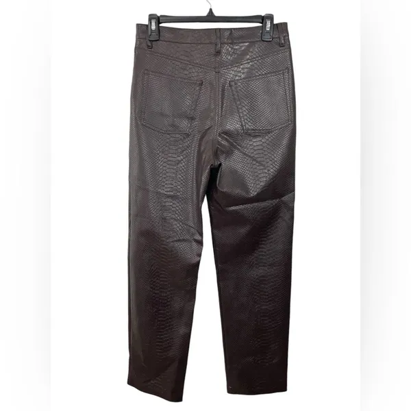 Aritzia Wilfred Melina Pant Snakeskin Croc Faux Vegan Leather Dark Brown‎ Size 8 - Image 2