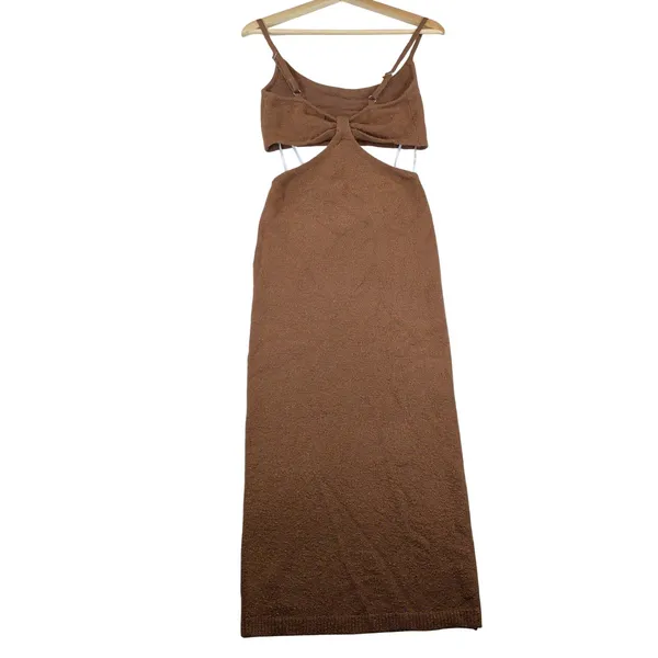 Lulus The Way I Feel Brown Knit Cut-Out Maxi Dress SW7883L Size Medium NWT - Image 2