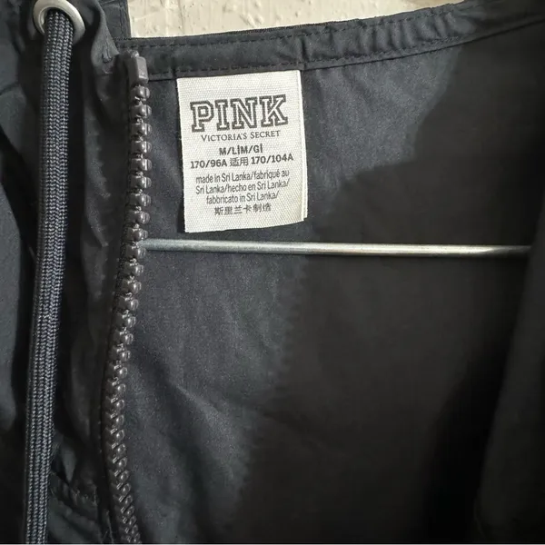 PINK Victorias Secret Zip Front Hooded Vented Jacket-Black/Gold-Polyester-SZ M/L - Image 9