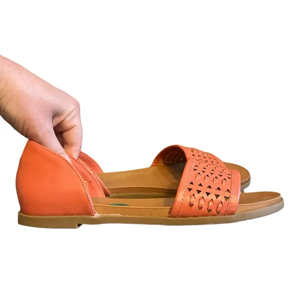 EUC Andiamo Abailey Weave Flats/Sandals Salmon Peach 7.5/7.5W Boho Faux Leather - Image 5
