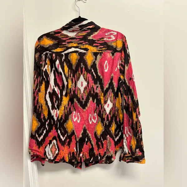 Signature by Larry Levine Pink and Orange Abstract Button Down Shirt - Image 2