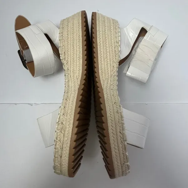 Qupid Womens White Croc Embossed Vegan Leather Platform‎ Espadrille Sandals Sz 8 - Image 7