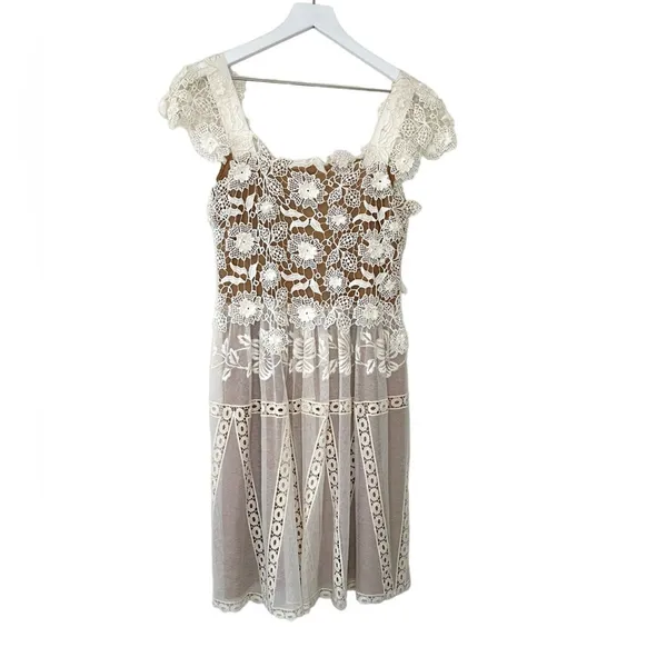NWT Alberta Ferretti Floral Lace Embroidered Tulle Dress Size 2 - Image 12