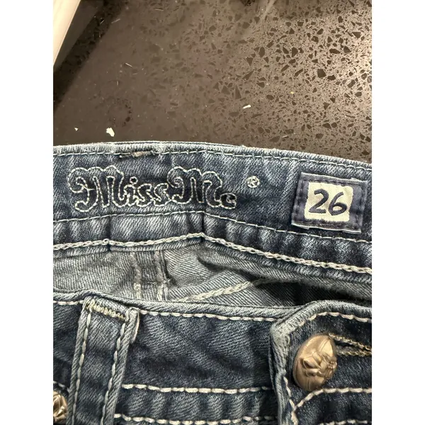 Miss Me Signature Boot Jeans 26 low rise Wash Embellished Distressed Bootcut - Image 4