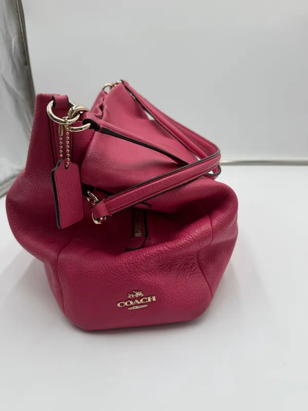 Coach F35723 Pink Pebbled Leather Shoulder Bag Hobo Gold Hardware - Image 5