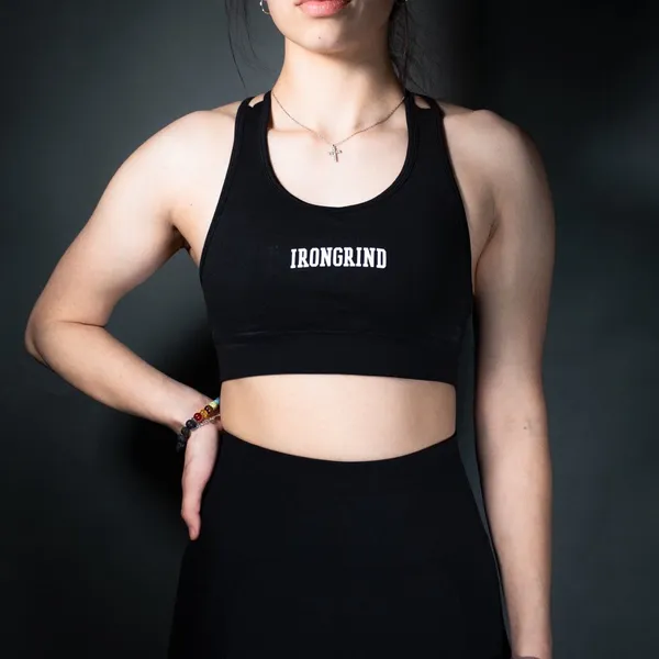 IronGrind Reborn Double Crossover Sports Bra Jet Black Size Small - Image 9