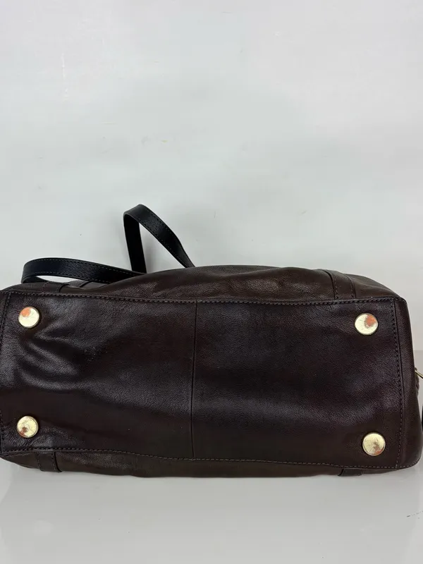 FOSSIL Gwen Shopper Tote Chocolate Brown Leather/Suede Shoulder Bag Convertible - Image 8