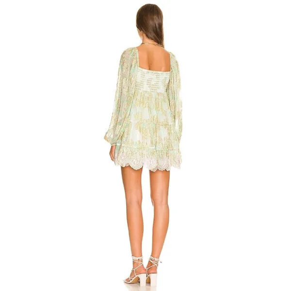 HEMANT AND NANDITA Sidra Mini Dress in Sea Green X-Small New Womens Metallic - Image 10