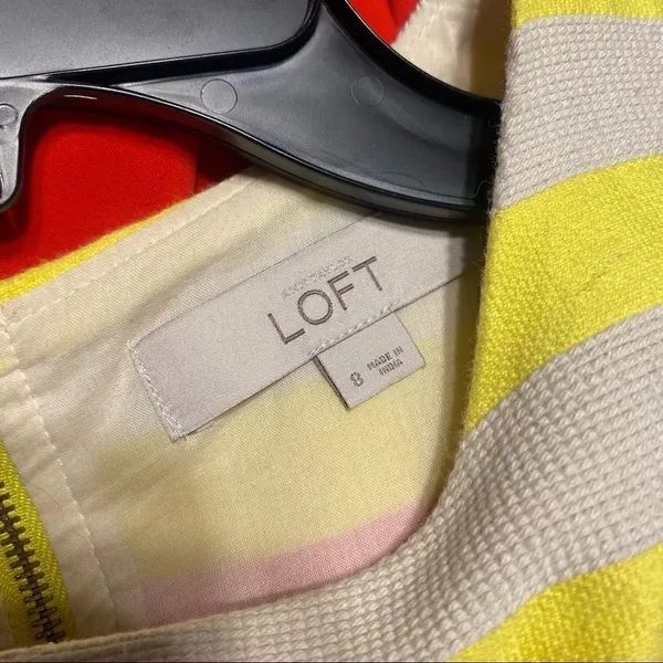 LOFT Pink Yellow Stripe Shift Dress Size 8 - Image 2