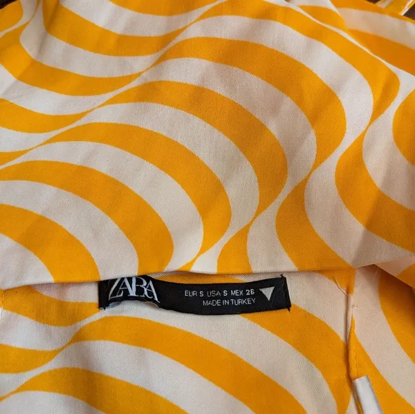 Zara Silk Orange and White Crop Top,Size S - Image 8
