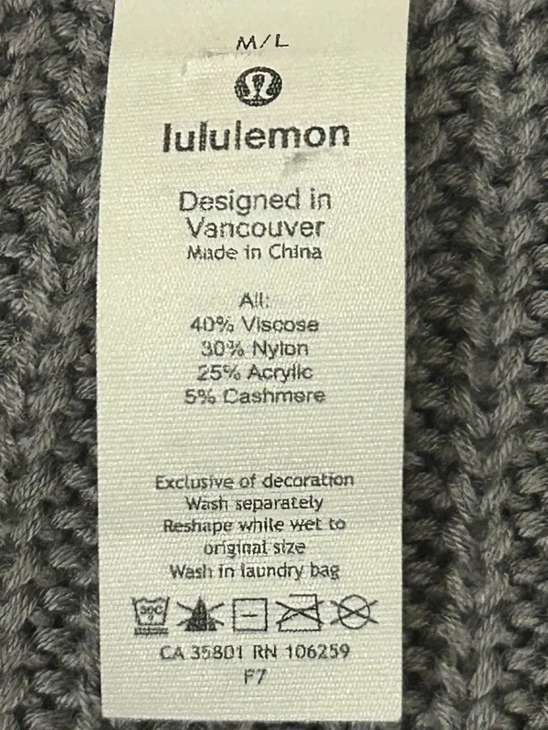 Lululemon Softer Still Wrap Cashmere Blend Zip Up Cardigan Size Medium Large - Image 8
