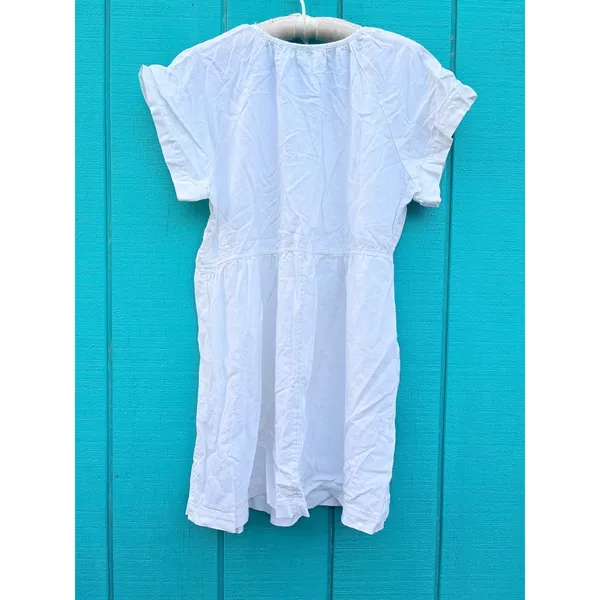 Universal Threads Womens White Linen Blend V-Neck‎ Short Sleeve Shift Dress L - Image 7