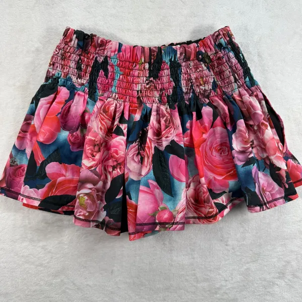 Lululemon Hot Hitter Skort Secret Garden Hot Pink Roses‎ Floral Smocked Waist 2 - Image 8