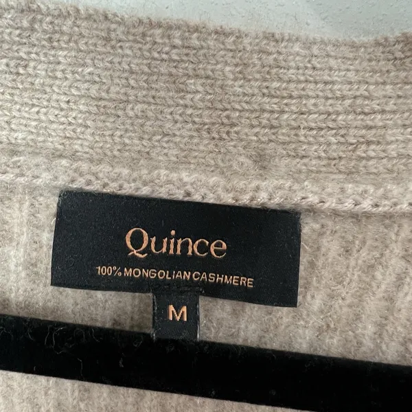 Quince Sweater Women's M Mongolian Cashmere 2.0 Oversized Boyfriend Cardigan Tan - Image 9